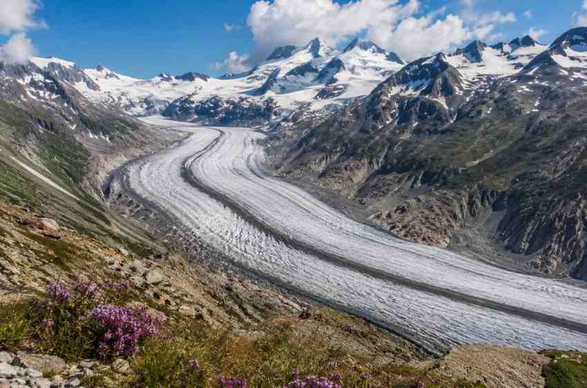the Great Aletsch Glacier, the largest glacier in the Alps